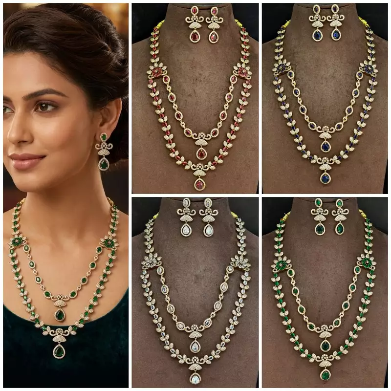 beautiful two step Mehandi finishing stone necklace