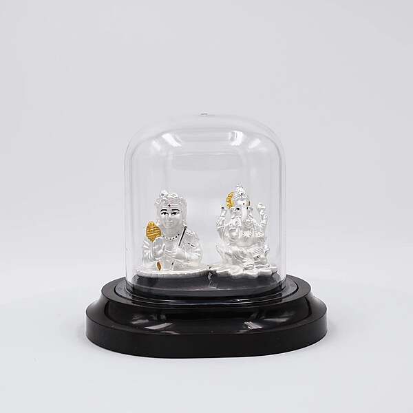 Divine Blessings: 999 Pure Silver Ganapathy and Murugan Statue for Pooja, Gifting, and Vehicle Protection