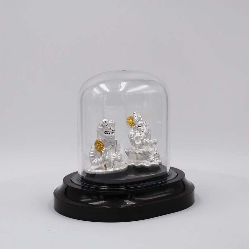 Divine Blessings: 999 Pure Silver Ganapathy and Murugan Statue for Pooja, Gifting, and Vehicle Protection
