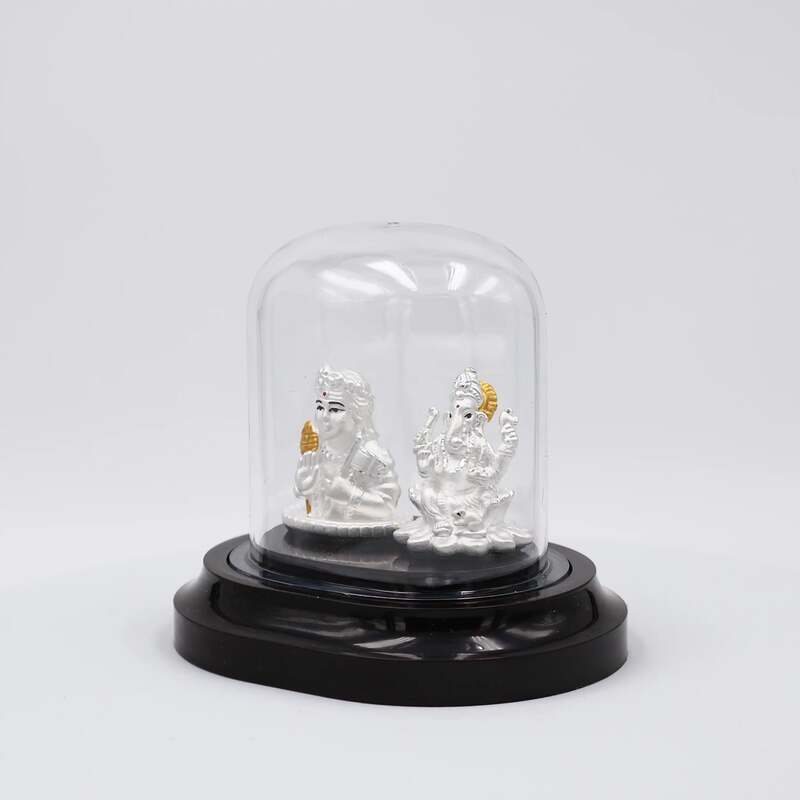 Divine Blessings: 999 Pure Silver Ganapathy and Murugan Statue for Pooja, Gifting, and Vehicle Protection