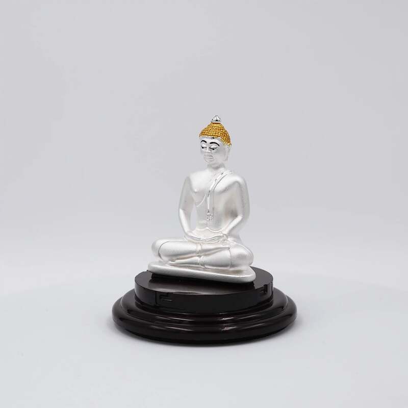 999 Pure Silver Buddha Statue Statue for Pooja, Gift, and Car Dashboard