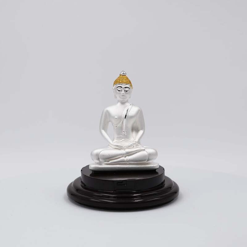 999 Pure Silver Buddha Statue Statue for Pooja, Gift, and Car Dashboard