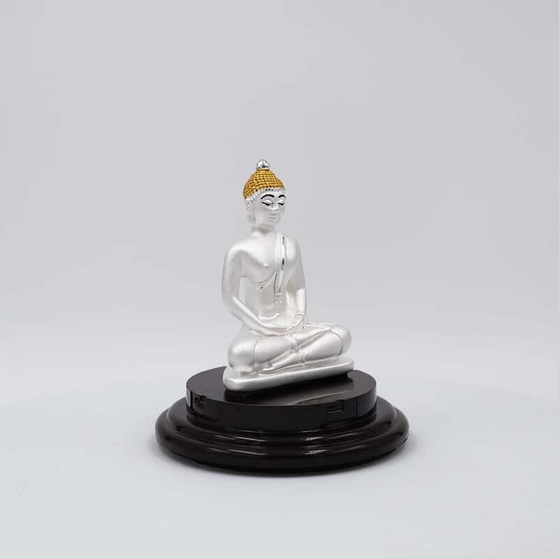 999 Pure Silver Buddha Statue Statue for Pooja, Gift, and Car Dashboard
