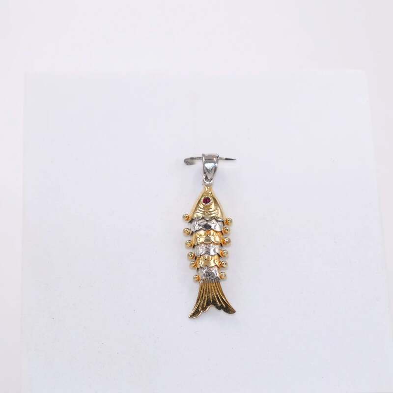 92.50 Silver Gold Polished Flexible Fish Pendent