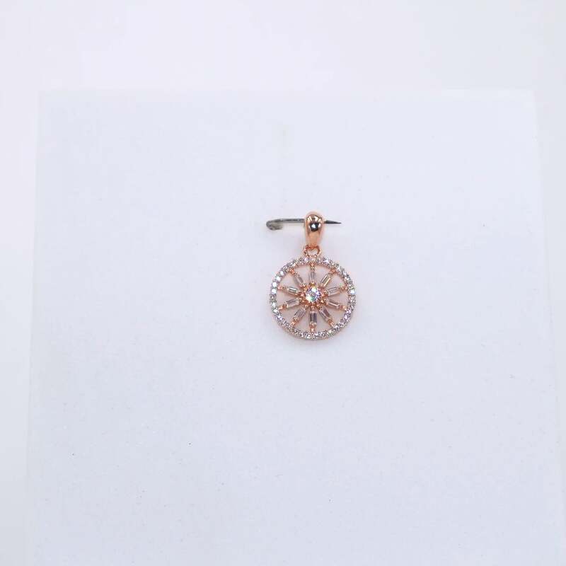92.50 silver  rose gold Dimond wheel pendent