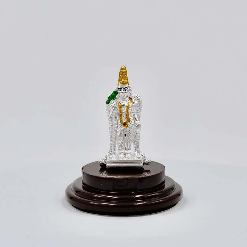 92.50 Pure Silver meenakshi Statue for Pooja, Gifting, and Car Dashboard