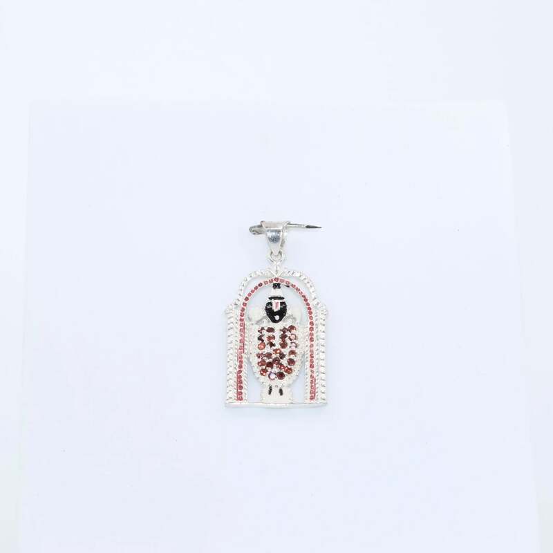 92.50 silver Lord Srinivasan with red and white Dimond stones pendent