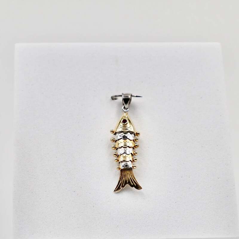 92.50 Silver Gold Polished Flexible Fish Pendent