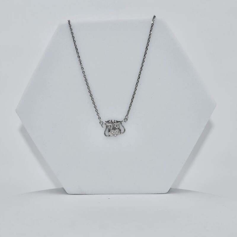 92.50 silver Double Cat with Love Pendent chain