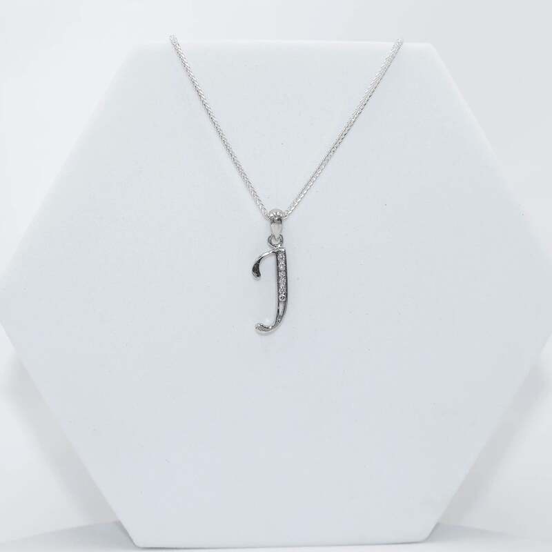 Silver Alphabet J pendent with Chain