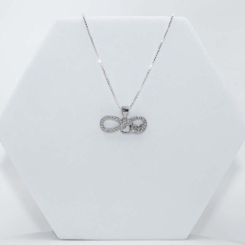 92.50 Silver infinity Heart & Love symbol pendent with Chain