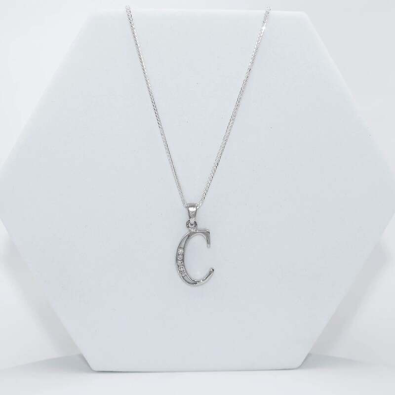 92.50 Silver Alphabet C pendent with Chain