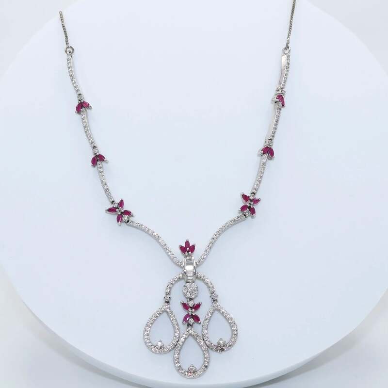 92.50silver ruby with dimond neckless