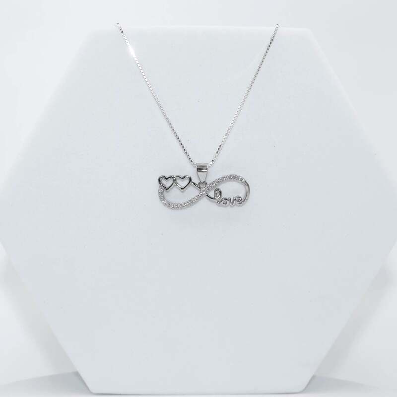 92.50 Silver infinity Two Heart & Love symbol pendent with Chain