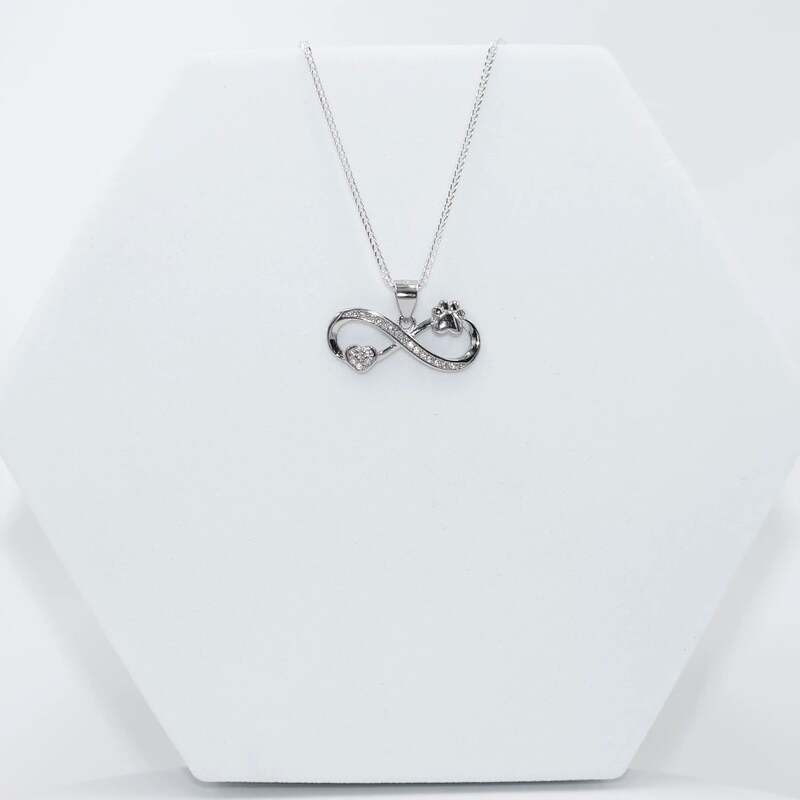 92.50 Silver infinity Heart & Paw symbol pendent with Chain