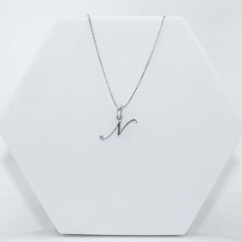 Silver Alphabet N pendent with Chain