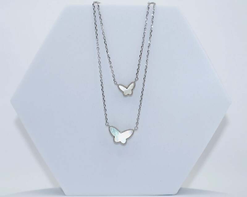 92.50 Silver double butterfly neckless