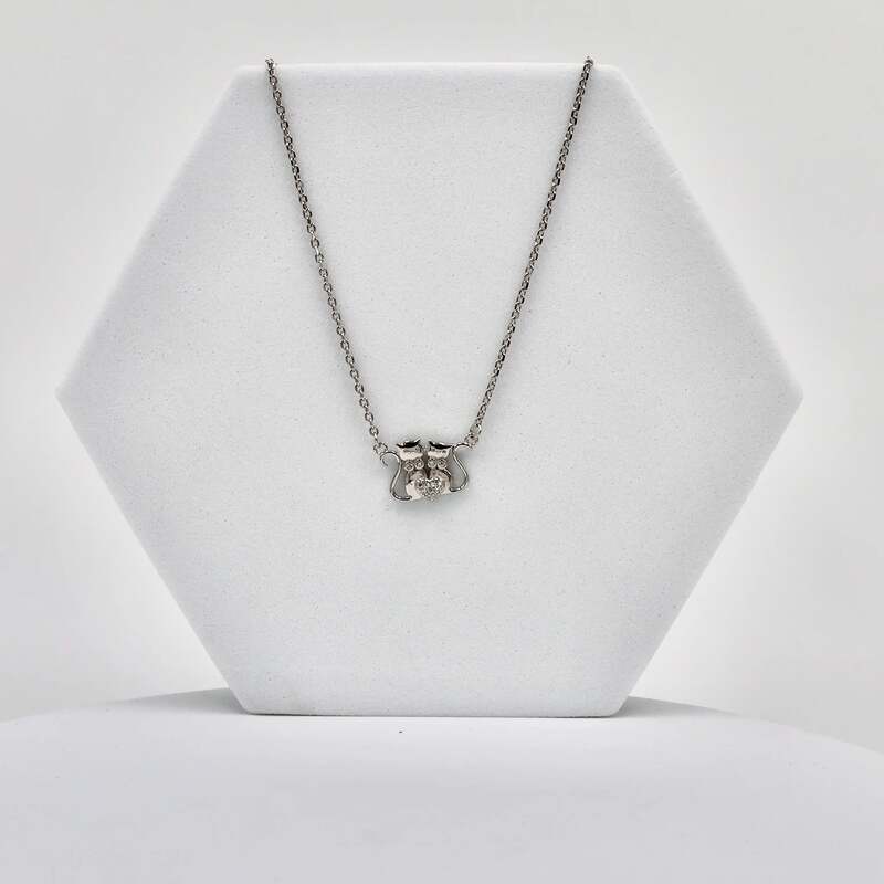 92.50 silver Double Cat with Love Pendent chain