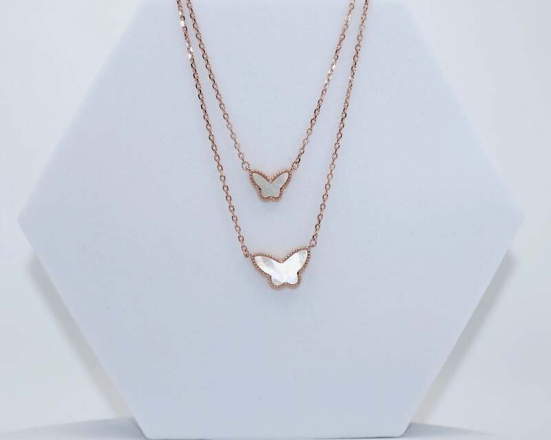 92.50 rose gold double butterfly neckless