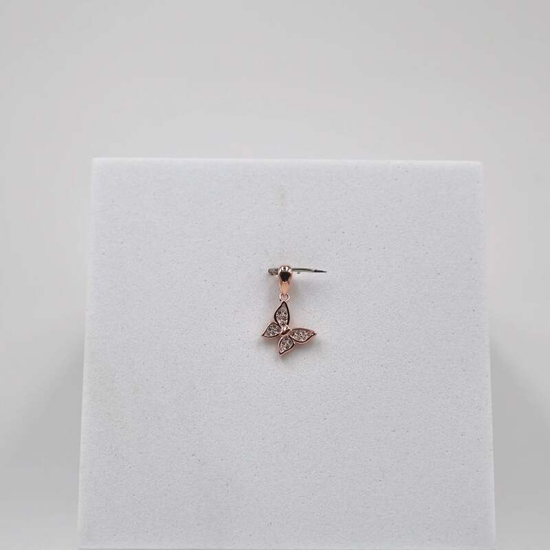 92.50silver rose gold butterfly pendent only
