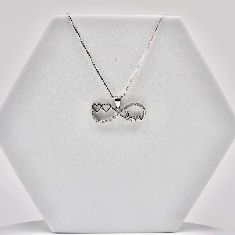 92.50 Silver infinity Two Heart & Love symbol pendent with Chain