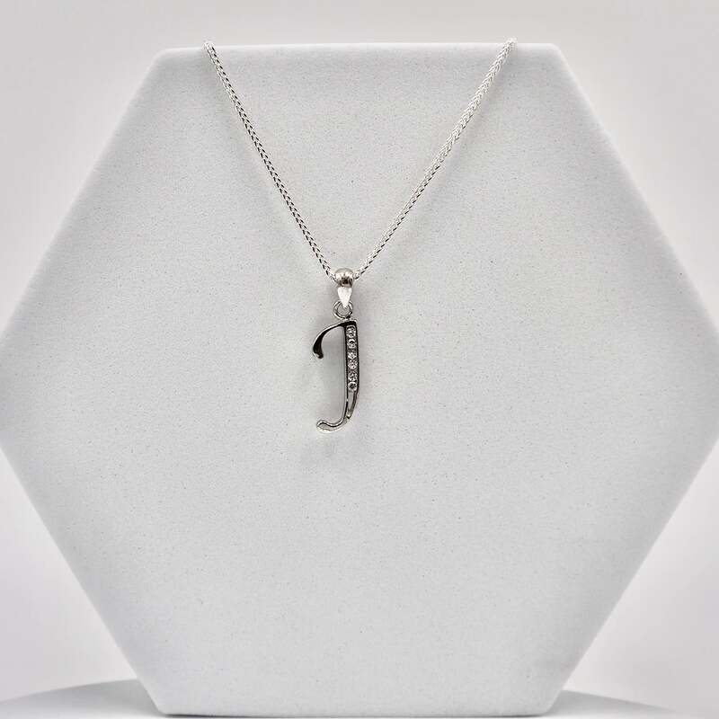 Silver Alphabet J pendent with Chain