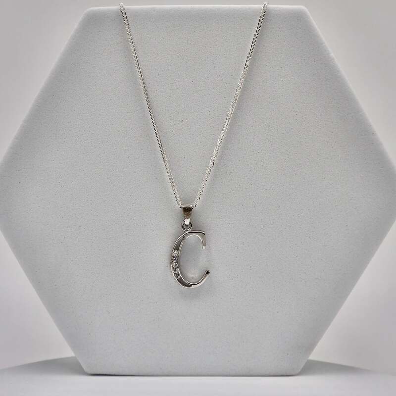 92.50 Silver Alphabet C pendent with Chain