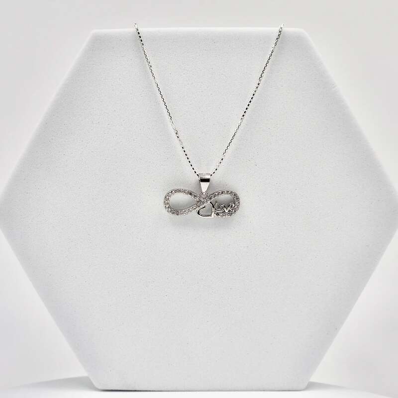 92.50 Silver infinity Heart & Love symbol pendent with Chain