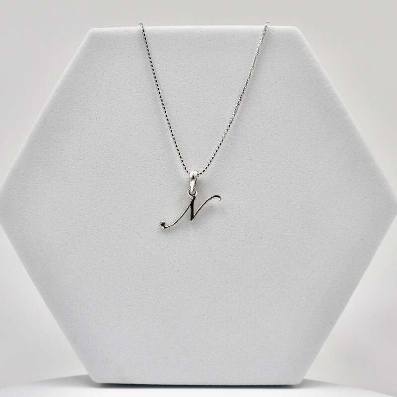 Silver Alphabet N pendent with Chain