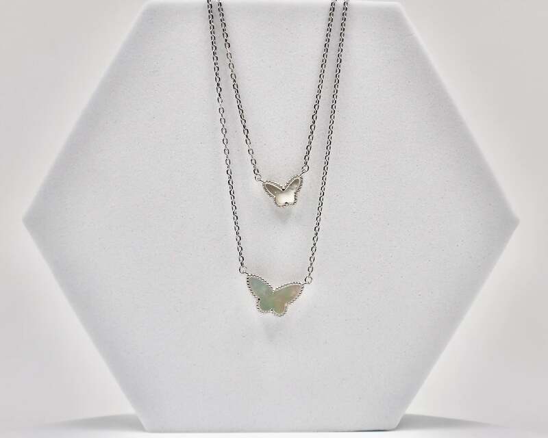 92.50 Silver double butterfly neckless
