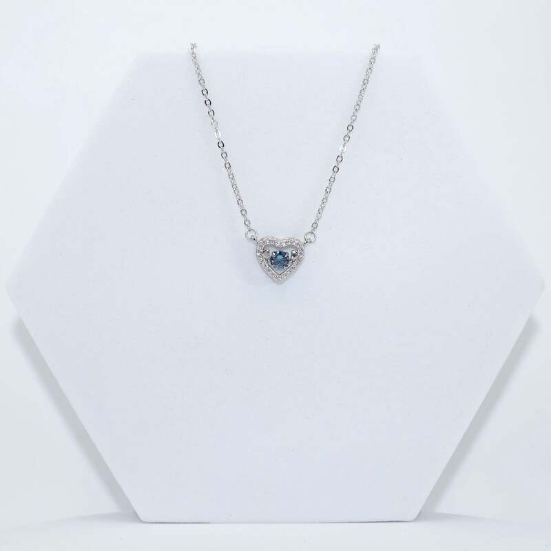 92.50 Silver Heart Pendent Blue Stone with chain