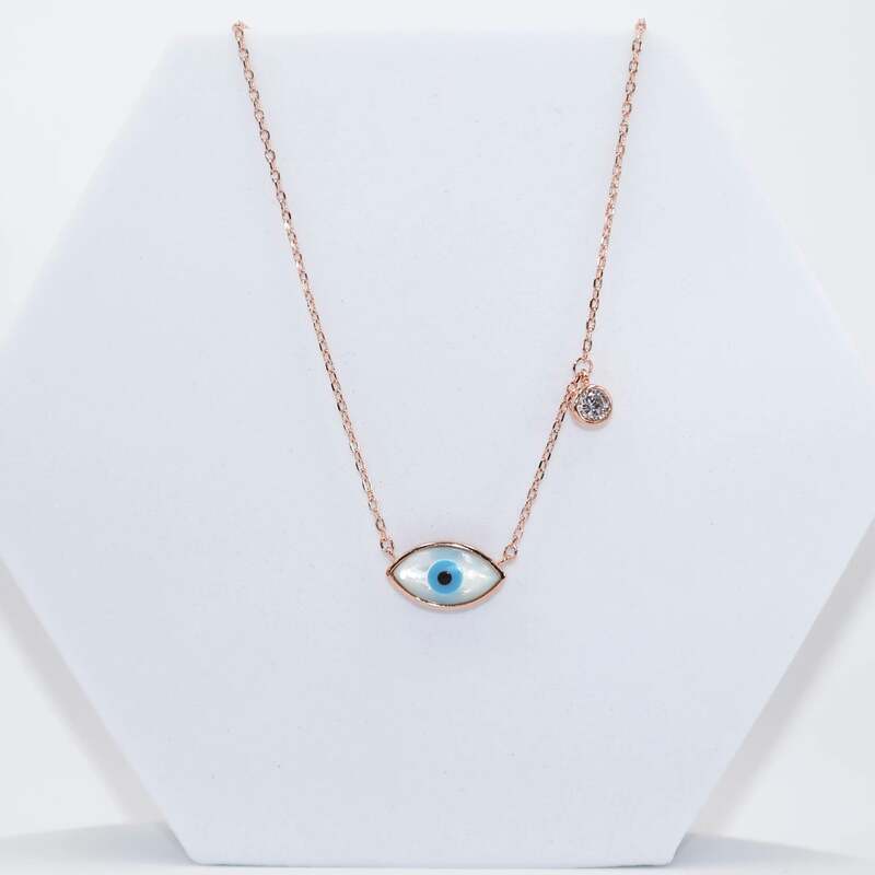 92.50 rose gold evil eye pendent chain