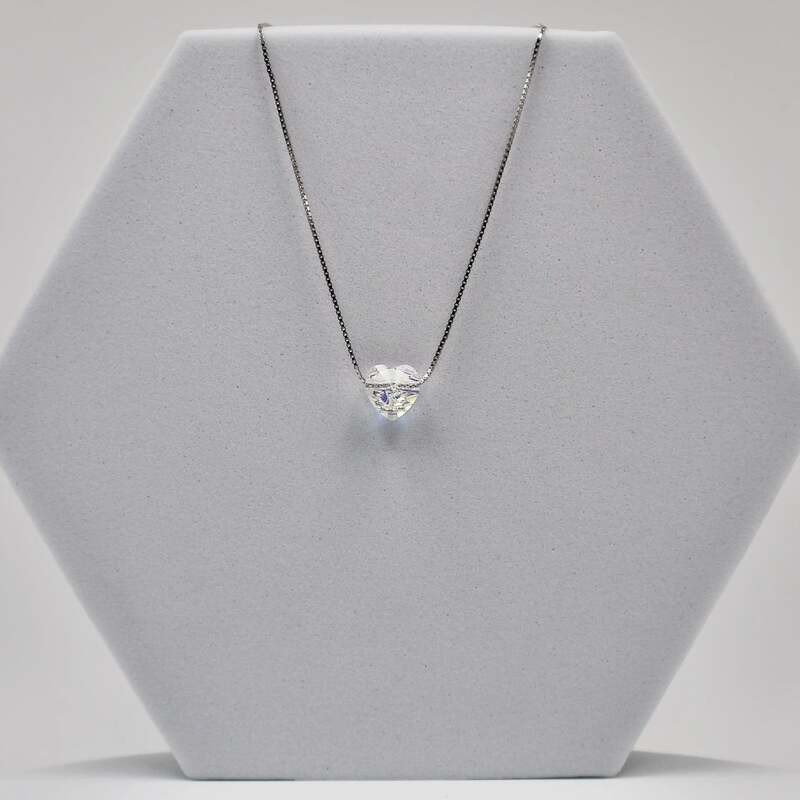 92.50 Silver Heart Dimond Stone Pendent with chain
