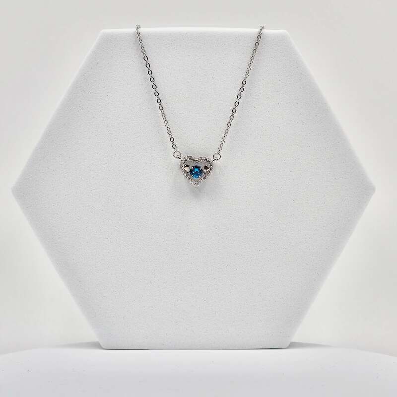 92.50 Silver Heart Pendent Blue Stone with chain