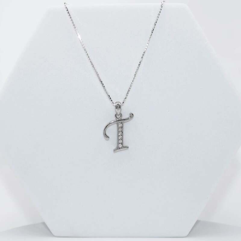 Silver Alphabet T pendent with Chain