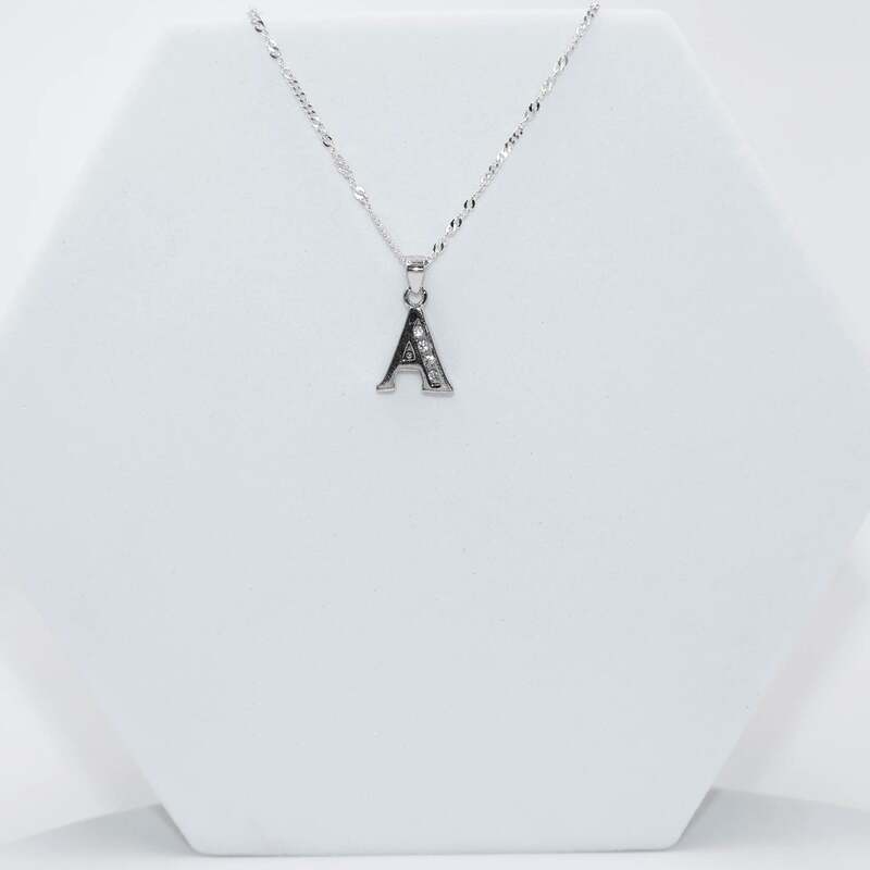 Silver Alphabet A pendent with Chain