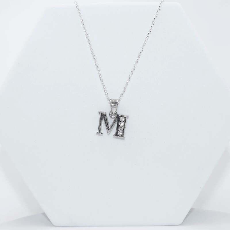 Silver Alphabet M pendent with Chain