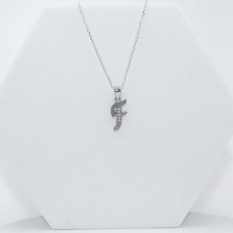 Silver Alphabet F pendent with Chain