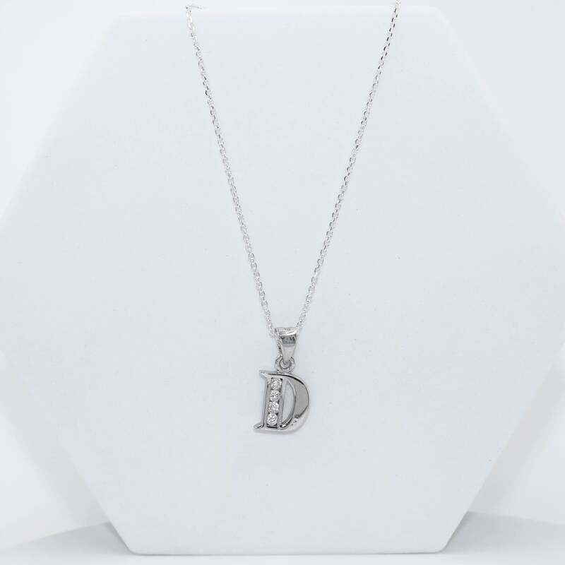 Silver Alphabet D pendent with Chain