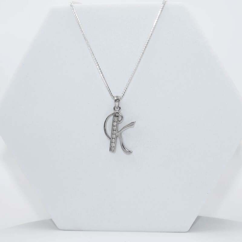 92.50 Silver Alphabet K pendent with Chain