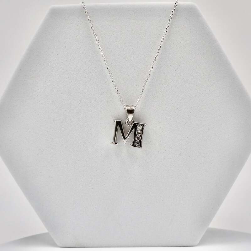 Silver Alphabet M pendent with Chain