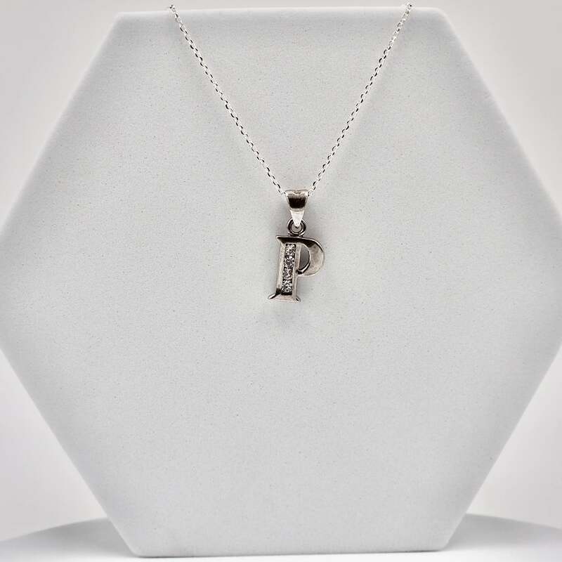 Silver Alphabet P pendent  with Chain