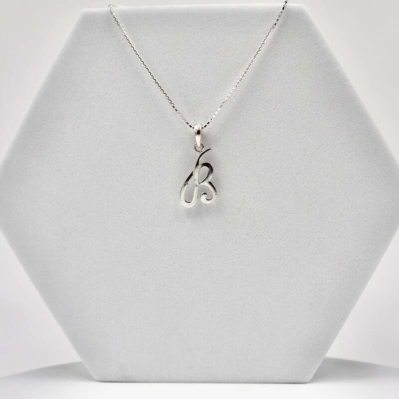 Silver Alphabet B pendent with Chain