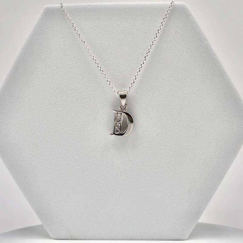 Silver Alphabet D pendent with Chain