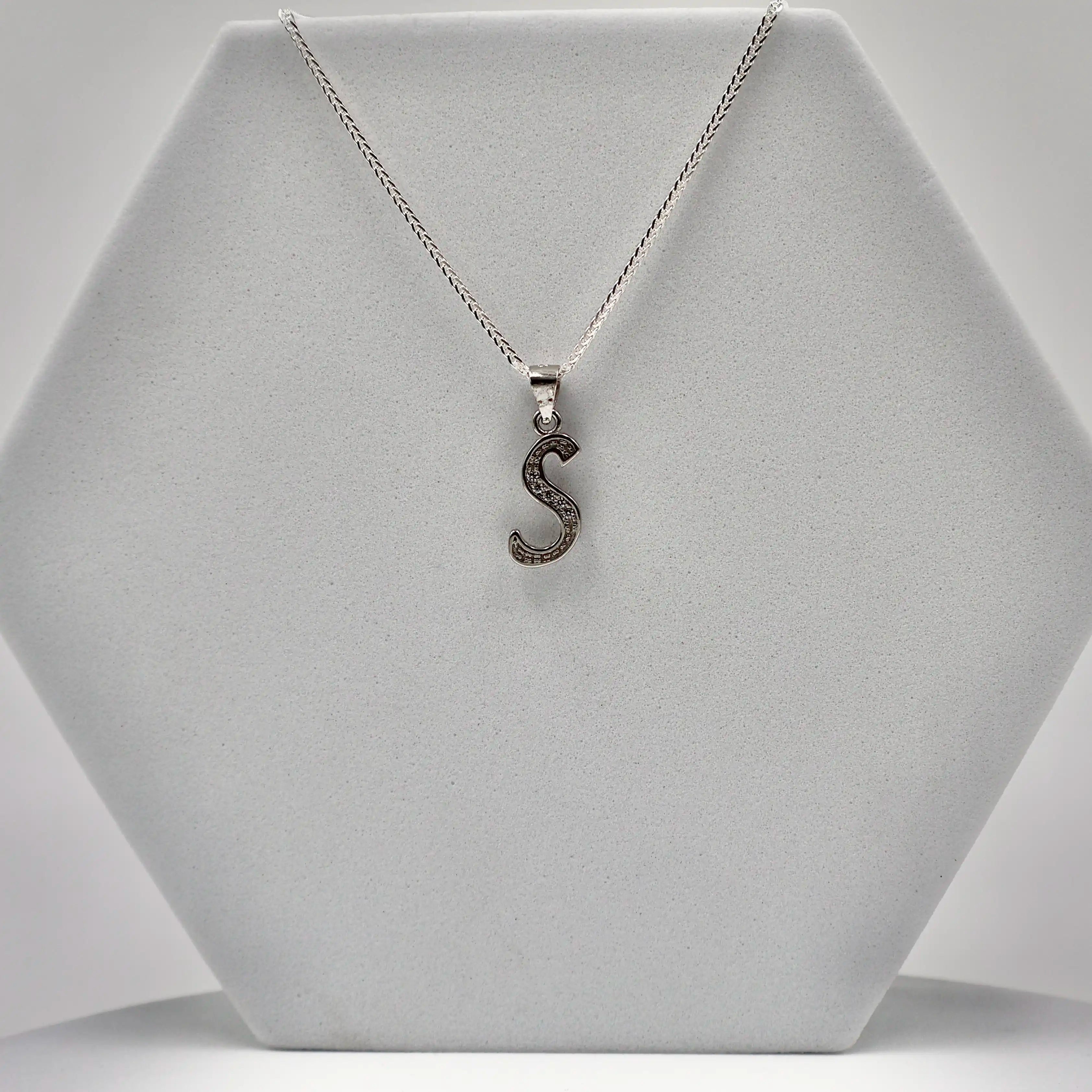 Silver Alphabet S pendent with Chain
