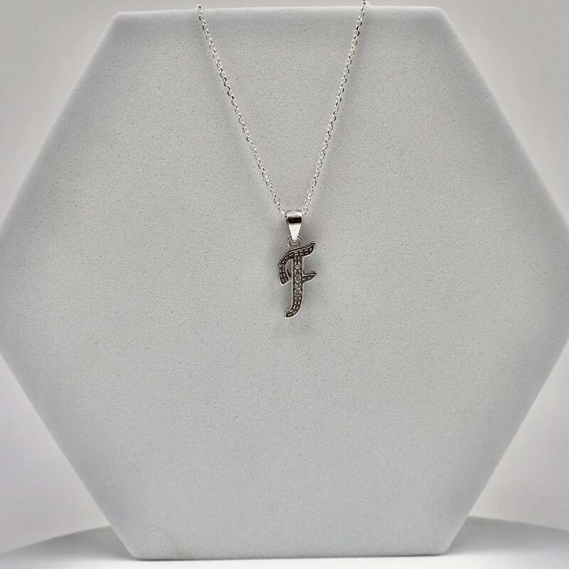 Silver Alphabet F pendent with Chain