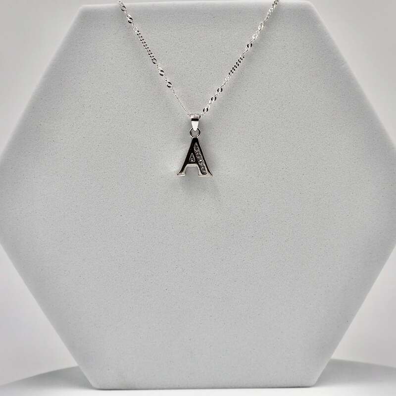 Silver Alphabet A pendent with Chain