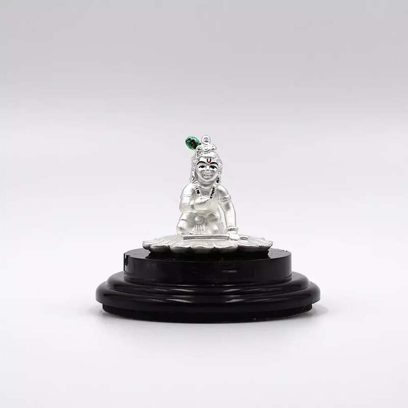 999 Pure Silver Lord Little Krishna Statue: Auspicious Pooja, Gift, and Car Dashboard