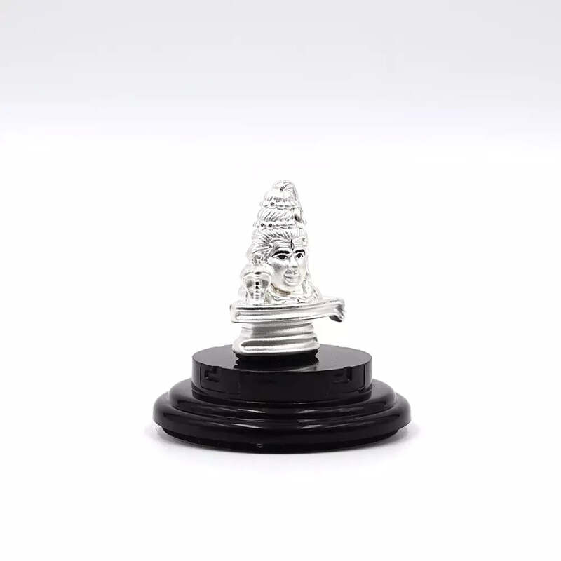 999 Pure Silver Lord Shiva Statue: Divine Symbol of Statue for Pooja, Gift, and Car Dashboard