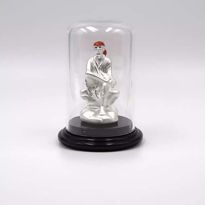 999 Pure Silver Shri Sai Baba Statue for Pooja, Gift, and Car Dashboard